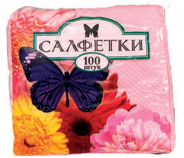 Салфетки бумажные цветные, упаковка 100 шт